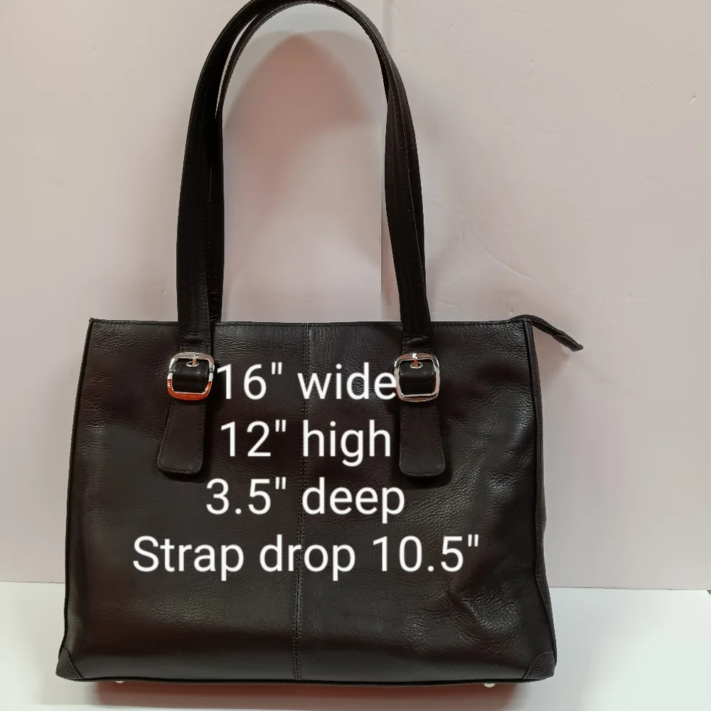 GUN TOTE'N MAMA'S Black Cowhide Leather Laptop Portfolio Tote/ Shoulder Bag